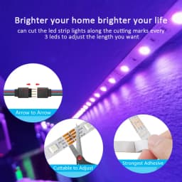 (EU Plug) LED Strip Light RGB Music Sync Color Changing Sensitive Built-in Mic, App LED Lights DC12V Flexible