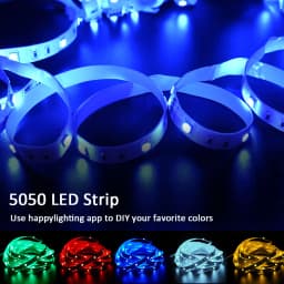 (EU Plug) LED Strip Light RGB Music Sync Color Changing Sensitive Built-in Mic, App LED Lights DC12V Flexible