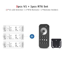 V1 LED Dimmer 12V 24V 36V RT6 4 Zone Single Color LED Strip Dimming Kit Wireless 2.4G RF Remote Control Push Switch Dimer