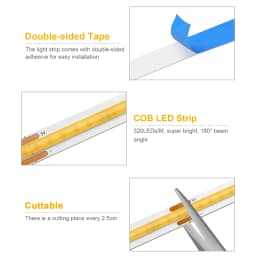 DC5V COB LED Strip with Dimmable Remote Control 2/3/5M White/Warm White COB Strip Light For Indoor Home Cabinet Decor Lighting