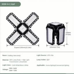 LED Garage Light Bulbs, 40W 60W 80W10000LM Super Bright Garage Lighting LED Shop Light With Adjustable Panels, E27 Screw Socket