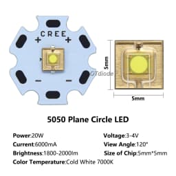 20W LED Laser Light XML 5050 SMD Plane Circle High Power Chip Glow Cold White 7000K XML2 T6 Bead DIY Flashlight Torch Parts Bulb