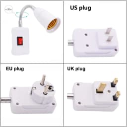 23cm 53cm EU UK Plug switch E27 Light Bulb Lamp base long power Holder socket Extension Converter Adapter Wall Lamp