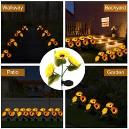 3 Head Solar Sunflower Lights LED Light Garland Outdoor Waterproof Garden Lawn Party Christmas Decoration Solar Powered Lamp