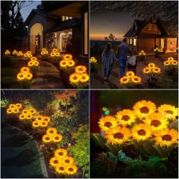3 Head Solar Sunflower Lights LED Light Garland Outdoor Waterproof Garden Lawn Party Christmas Decoration Solar Powered Lamp