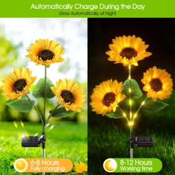 3 Head Solar Sunflower Lights LED Light Garland Outdoor Waterproof Garden Lawn Party Christmas Decoration Solar Powered Lamp