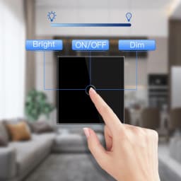 BSEED EU Touch Dimmer Switches 1Gang 1Way LED Dimmable Wall Light Switch Blue Backlight White Black Glass Panel 10A