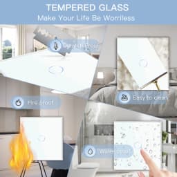 BSEED EU Touch Dimmer Switches 1Gang 1Way LED Dimmable Wall Light Switch Blue Backlight White Black Glass Panel 10A