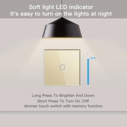 BSEED EU Touch Dimmer Switches 1Gang 1Way LED Dimmable Wall Light Switch Blue Backlight White Black Glass Panel 10A