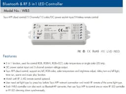 WT5 WiFi / WB5 Bluetooth 5 in1 Smart RF Controller Compatible Tuya Voice control for Single Color RGB,RGBW,RGB+CCT,CCT LED Strip