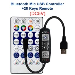 WS2811 WS2812B LED Controller Bluetooth Music Built-in MIC 28Keys Remote Control Individually Addressable LED Pixel Strip Light