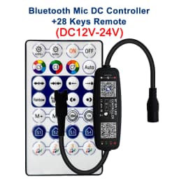 WS2811 WS2812B LED Controller Bluetooth Music Built-in MIC 28Keys Remote Control Individually Addressable LED Pixel Strip Light