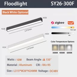 6MM Smart Tuya Zigbee Magnetic Track Light Dimmable 48V Ultra Thin Rail Surface Mount System Black White Slim Magnet Track Lamp