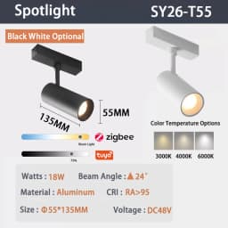 6MM Smart Tuya Zigbee Magnetic Track Light Dimmable 48V Ultra Thin Rail Surface Mount System Black White Slim Magnet Track Lamp