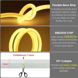 360 Round Tube 220V Flexible Rope Light 120leds/m LED Neon Light Strip Cold White/Natural White/Red/Green/Blue/Pink Waterproof