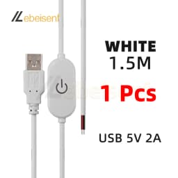 2A 5V USB Touch Dimming Switch Cable 1.5M USB 2.0A to 2 Wire Output 5-100% Dimmer Controller for Single Channel LED Strip Lights