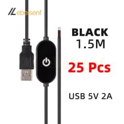 2A 5V USB Touch Dimming Switch Cable 1.5M USB 2.0A to 2 Wire Output 5-100% Dimmer Controller for Single Channel LED Strip Lights