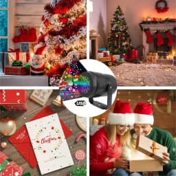 1pc Snowflake Christmas Night Projector Light,16 Patterns Waterproof Rotating Christmas LED Stage Lights Christmas Decoration