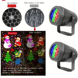 1pc Snowflake Christmas Night Projector Light,16 Patterns Waterproof Rotating Christmas LED Stage Lights Christmas Decoration