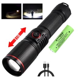 30W High Bright LED Flashlight High Power Type C Rechargeable Zoom Torch Camping Outdoor Hunting Fishing Walking Lighting Lamp