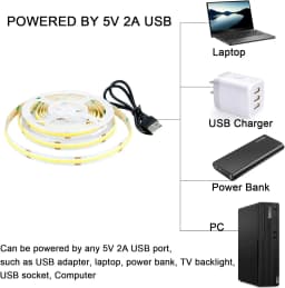 DC 5V USB LED COB Strip White Warm White LED Strip Light TV Background Lighting Tape Home Decor Lamp 1- 5m LED String Light