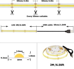DC 5V USB LED COB Strip White Warm White LED Strip Light TV Background Lighting Tape Home Decor Lamp 1- 5m LED String Light