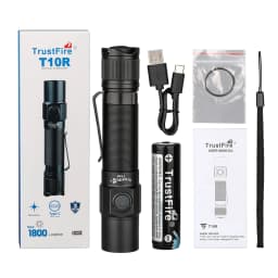 Trustfire T10R Army Tactical Flashlight 1800Lumen Powerful Type C USB Rechargeable 18650 LED Rechargeable Military Tactical Lamp