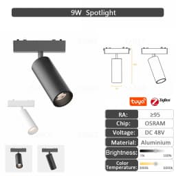 6MM Thin Smart Tuya Zigbee Dimmable Ceiling Surface Mount Magnetie Track Light System Black White Slim Lamp Safe DC48V for Home