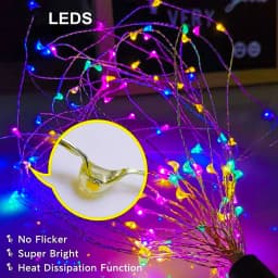 4Pcs Solar Firework Lights 8 Lighting Modes DIY Shape Outdoor Waterproof Garden Lights for Patio Pathway Wedding Copper Wire