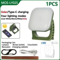 MOSLIGHTING Solar Chargin Tent Strong Light with Magnet Zoom Portable Torch Camping lantern Work Maintenance Lighting 80W LED