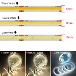 New 12V COB Led Strip With Switch Power Kit US EU UK AU Plug Flexible Light Tape Ra90 320 Leds High Density Linear Lighting