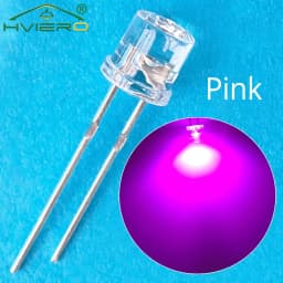 10/100X Min F5 5mm Flat Top White Pink Yellow Blue Wide Angle Light Diode Water Clear LED Bead Ultra Bright Bulb Emitting Lamp