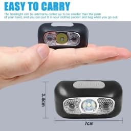 Mini LED Headlamp USB Rechargeable Headlight Wave Sensor Head Flashlight Outdoor Houshold Lamp for Camping Hiking Emergency Fish