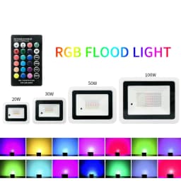 LED RGB Flood Light 100W 50W 30W 20W AC220V IP68 Waterproof Outdoor Spotlight Street Light Foco LED Projector RGB Reflector