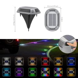 Solar Driveway Lights Marine Dock Lights, 9 Colors in 1, Aluminum Driveway Markers Deck Lights Solar Powered Outdoor Waterproof