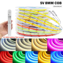 8MM COB Led Strip 5V with Motion Sensor Battery Powered 320LEDs/M Led Induction Night Light Warm White Red Ice Blue Green Yellow
