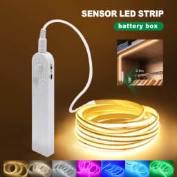 8MM COB Led Strip 5V with Motion Sensor Battery Powered 320LEDs/M Led Induction Night Light Warm White Red Ice Blue Green Yellow
