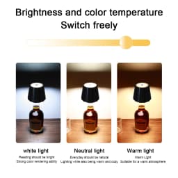 Wine Bottle LED Wireless Table Lamp 3-color Infinitely Dimmable USB Rechargeable Dining Table Lights Beverage Lamp Top touch