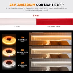IP68 Waterproof COB LED Strip Light 12V 24V 320LEDs/m Flexible LED Neon Tape for Outdoor Swimming Pool High Density Linear Light