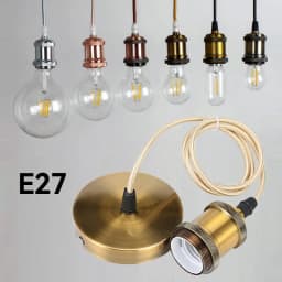 E27 Suspension Wire Lamp Holder Set Vintage Copper Metal Lamp Holder Electroplated Aluminum Shell Lamp Holder