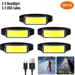 Powerful COB LED Headlamp Type-c Rechargeable Head Flashlight Built-in Battery Outdoor Fishing Camping Lantern Waterproof Torch