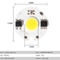 MunLii No Need Driver 220V LED COB Chip 3W 5W 7W 10W 12W LED Chip Lamp Smart IC LED Bulb for Flood Light Cold White Warm White
