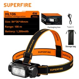 SUPERFIRE HL23 Powerful LED Headlamp Handfress Induction Headlight Type-C Rechargeable Mini Head Flashlight Camping Work Light