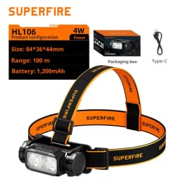 SUPERFIRE HL23 Powerful LED Headlamp Handfress Induction Headlight Type-C Rechargeable Mini Head Flashlight Camping Work Light