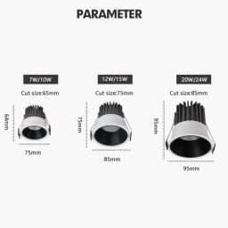 Recessed Dimmable Led COB Downlight Ceiling Lamp Spotlight Aluminum Light 7W10W12W15W 20W24W AC110V 220V For Home Office Store