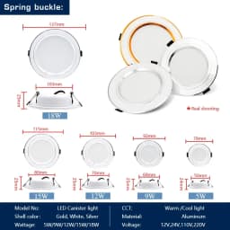 LED Downlight 12V 24V 110V 220V Spot Three Colors 5W 9W 12W 15W 18W Recessed in Led Ceiling Downlight Light Cold Warm White Lamp