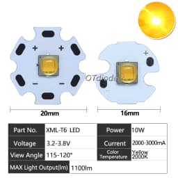 High Power LED 5W-10W 5050 XLM T6 5050-L2 3-3.7V Warm Neutral Cold White Red Green Blue UV Purple Chip Diodes Flashlights Part