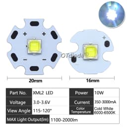 High Power LED 5W-10W 5050 XLM T6 5050-L2 3-3.7V Warm Neutral Cold White Red Green Blue UV Purple Chip Diodes Flashlights Part