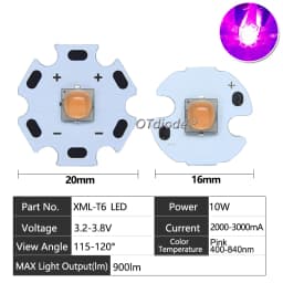 High Power LED 5W-10W 5050 XLM T6 5050-L2 3-3.7V Warm Neutral Cold White Red Green Blue UV Purple Chip Diodes Flashlights Part