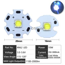 High Power LED 5W-10W 5050 XLM T6 5050-L2 3-3.7V Warm Neutral Cold White Red Green Blue UV Purple Chip Diodes Flashlights Part